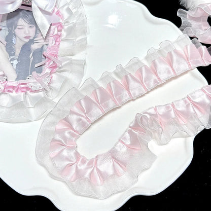 1 Meter 3.8CM Wide Double Layers Organza Satin Pleated Lace Ribbon Lolita Bags Decorative Fabric Ruffle Trim DIY Ita Bag Deco