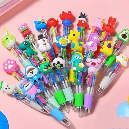 5-30 Pcs Cute Cartoon Four-color Pen for Kids Birthday Kindergarten Home-school Carnival Christmas Boys and Girls Gift Reward