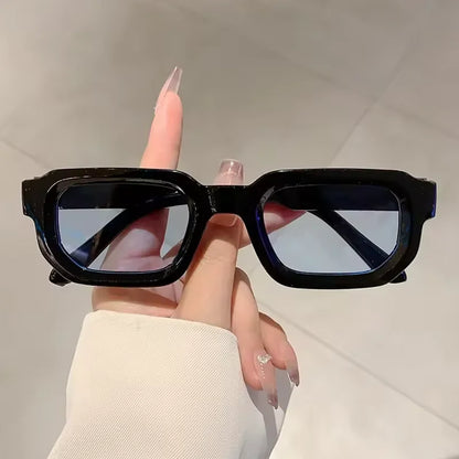 New Men Vintage Rectangle Frame Sunglasses Fashion Retro Sun Glasses Design Glasses UV400 Eyewear Women Goggles - Blue