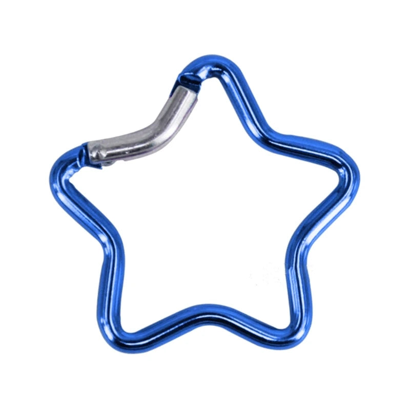 Aluminum Alloy Outdoor Star Shaped Spring Locking Carabiner Clip Keychains for Backpack Camping Hiking Traveling - Blue B