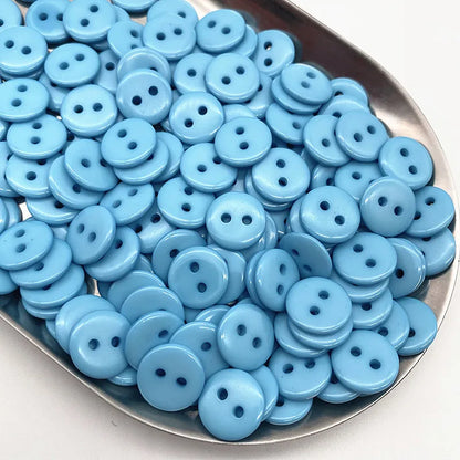 50pcs 11.5mm Colours Double Eye Bread Button Round Resin Sewing Buttons Diy Scrapbooking Multicolour - 17