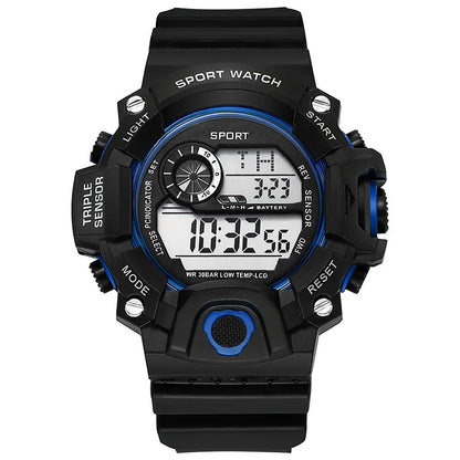 Fashion Men's Watch Sports Electronic Wristwatch Large dial Multifunctional Waterproof Luminous Alarm Kids Male's Military Wa