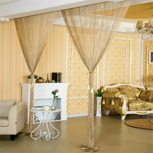 IPCS Tassel Window Curtains Shining Screen Panel Hanging Beaded Curtains Glitter String Curtain Door Fly Screen Party Decorat