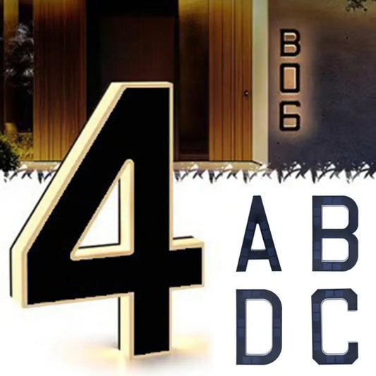 Solar Lighted House Number Outside Light-up LED Address Number Waterproof Modern House Number Light Address Sign Home Decor
