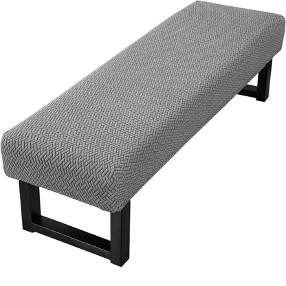 Stretch Jacquard Dining Bench Cover Living Room Anti-Dust Removable Bench Slipcover Washable Bench Seat Protector - Light Gre
