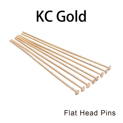 100-200Pcs/Lot 10-70mm Heads Eye Flat Head Pin Gold Plated Ball Head Pins for Jewelry Findings Making Accessories Supplies