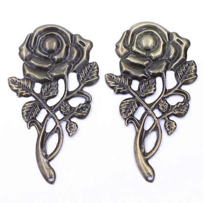 Pendants Wraps Metal Crafts Connectors Rose Flower Filigree Flower For Embellishments Scrapbooking Jewelry DIY Accessories