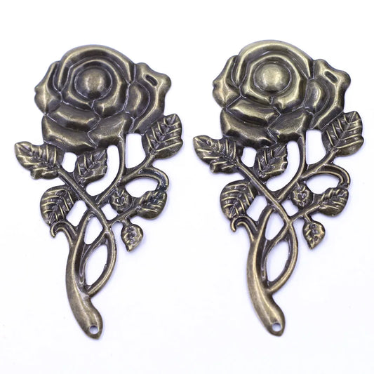 Pendants Wraps Metal Crafts Connectors Rose Flower Filigree Flower For Embellishments Scrapbooking Jewelry DIY Accessories