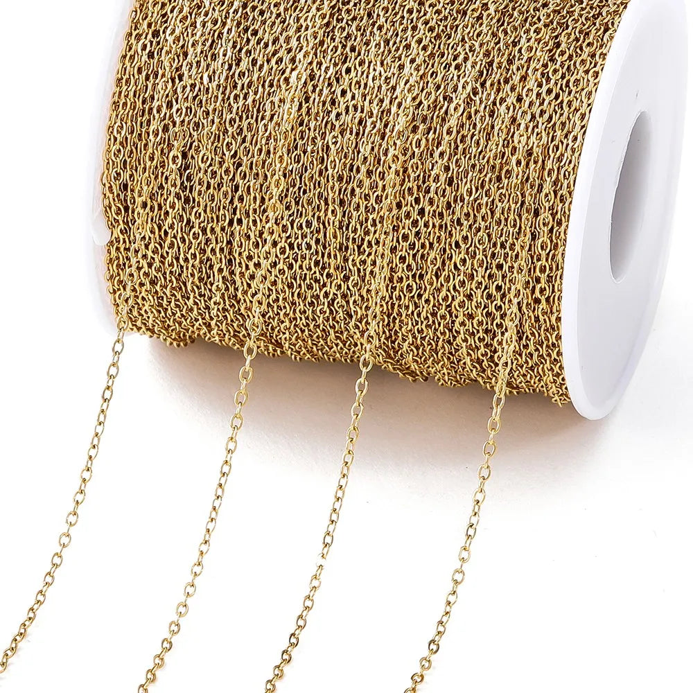 2Meters/Lot Stainless Steel Chains Gold Color Chain for Jewelry Making DIY Necklace Bracelet Accessories Lips Beads Beaded Ch
