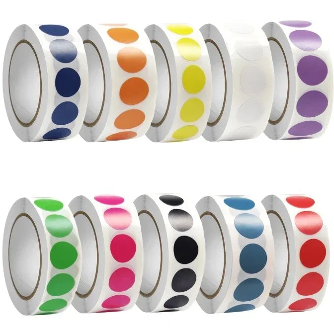 1000 PCS Color Dot Label Sticker Classification Mark Coated Paper Sticker Rolls Kawaii Stationery Aesthetic