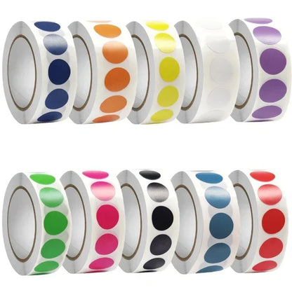 1000 PCS Color Dot Label Sticker Classification Mark Coated Paper Sticker Rolls Kawaii Stationery Aesthetic