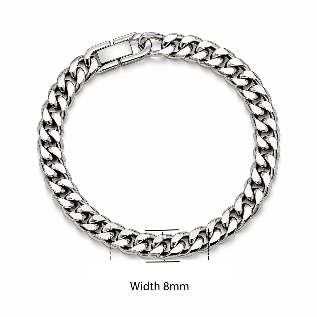 New Trendy Cuban Chain Men Bracelet Classic Stainless Steel 3/5/7/9mm Width Chain Bracelet For Men Women Jewelry Gift - 8mm