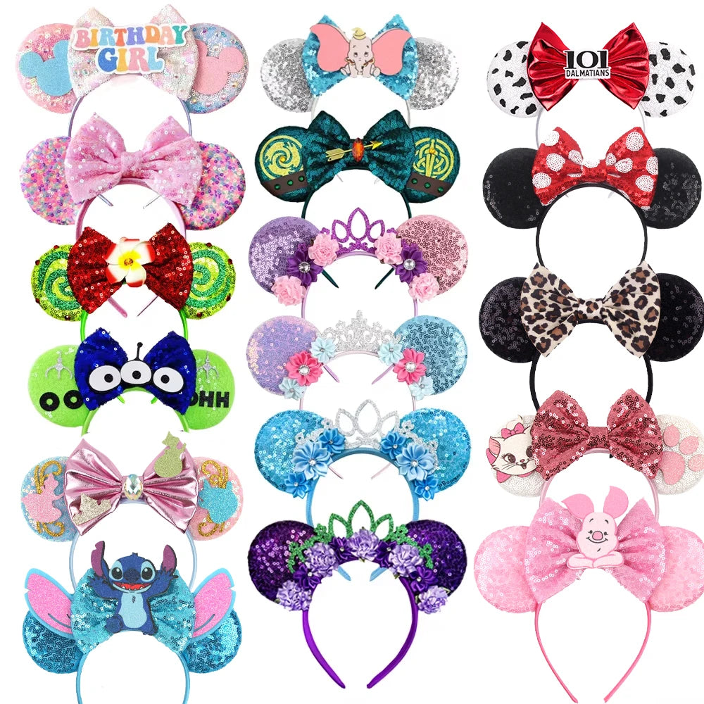 New Christmas Halloween Mouse Ears Headband Cartoon Sequin Bows Headband Birthday Party Princess Cosplay Costume For Women Ad