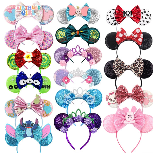 New Christmas Halloween Mouse Ears Headband Cartoon Sequin Bows Headband Birthday Party Princess Cosplay Costume For Women Ad