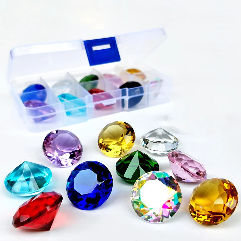 10pcs 25mm Crystal Diamond Multicolor,Home Decor Wedding Decorations for Kid Birthday Table Setting, Diamond Shaped Paperweig