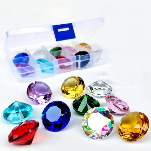 10pcs 25mm Crystal Diamond Multicolor,Home Decor Wedding Decorations for Kid Birthday Table Setting, Diamond Shaped Paperweig