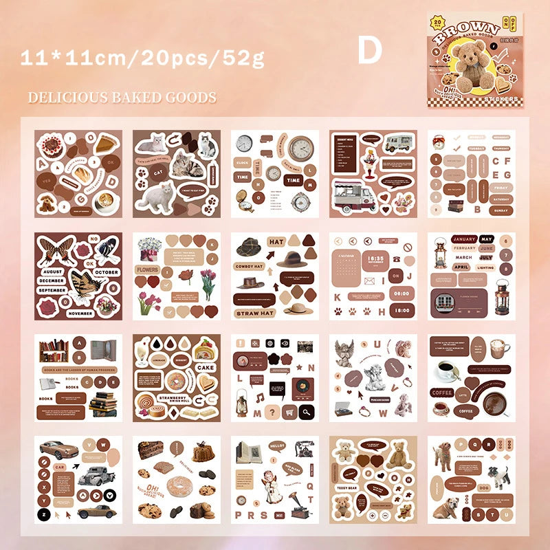 Journamm 20 Pcs Cartoon Collage Sticker Book DIY Scrapbooking Collage Junk Journal Vintage Decor Stationery Suppliesjavascrip