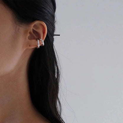Fake Piercing Earcuff Double Circle Ear Cuff Faux Earrings for Women Man Hiphop Vintage Cuffs Earclips Accessories Korean Fas