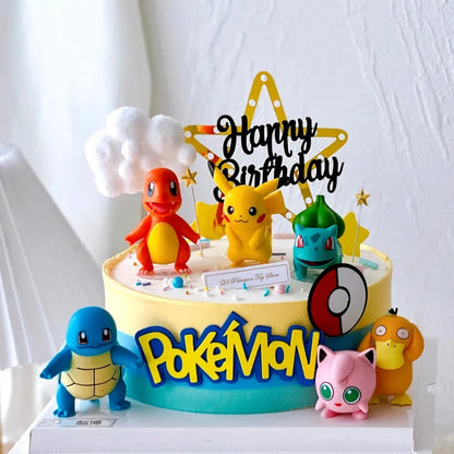 15Pcs/set Pokemon Cake Topper Pikachu Anime Figure Party Happy Birthday Pokemon Cake Decoration Supplies Boy Ornaments Kids G