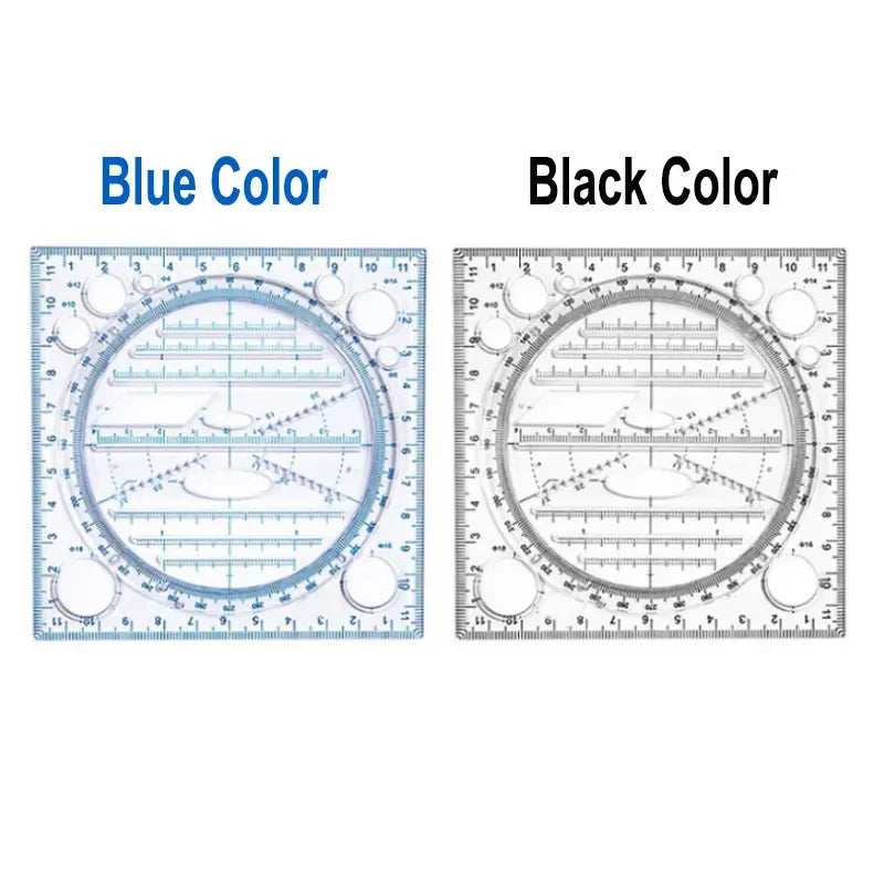 Multifunction Rotatable Ruler Drawing Template Art Design Architect Stereo Geometry Circle Drafting Measuring Scale Kawaii ru