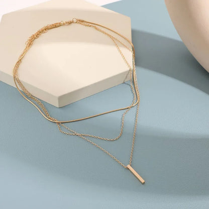 Vintage Bohemian Multilayer Minimalist Necklace for Women Stick Pendant Link Chain Necklace Collarbone Collares Fashion Jewel