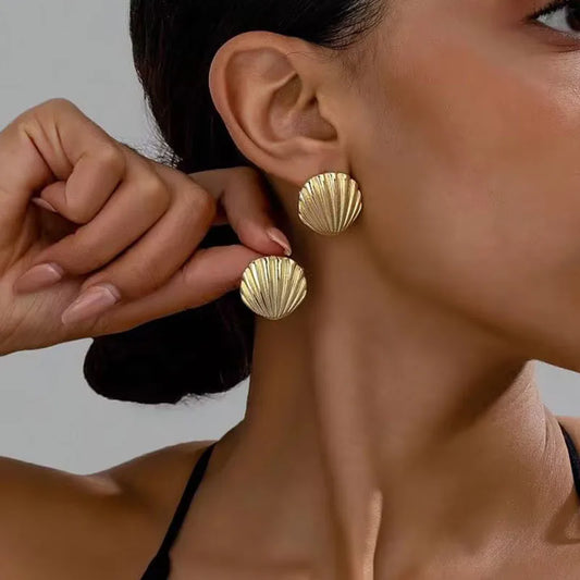 Exaggeration Ocean Style Shell Texture Stud Earrings for Women Trendy Accessories Personalization Jewelry Earrings Daily Wear