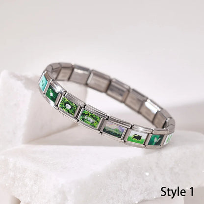 For Women Men Italian Charm Link 9mm Width Silver Gold Color Stainless Steel Bracelets on Hand DIY Making Jewelry - SL0077-1