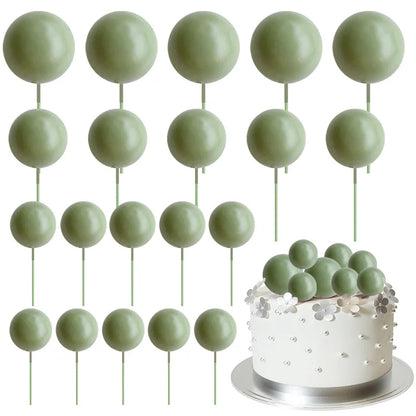 20Pcs Colorful Balls Cake Topper Mini Balloons Cupcake Insert Sticks for Wedding Birthday Party Cake DIY Decoration Baby Show