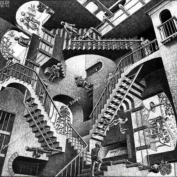 Modern Abstract Art Escher Surreal Geometric Artwork Posters Prints Canvas Painting Wall Art Pictures for Living Room Home De