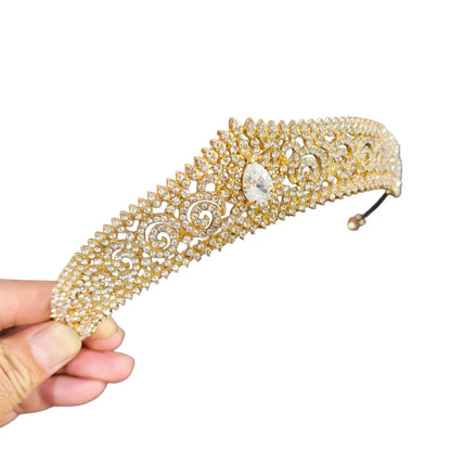 Luxury Crystal Hair Tiaras For Bride Women Prom Hairstyle Rhinestone Zircon Diadem Headband Wedding Bridal Hair Accessories -