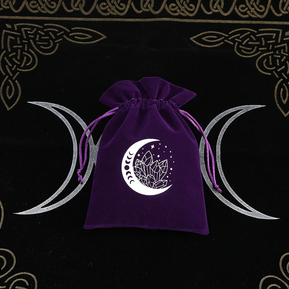 1Pcs Tarot Storage Velvet Bag Drawstring Suede Pocket Board Game Card Embroidery Package Witchcraft Supplies for Altar Tarot 