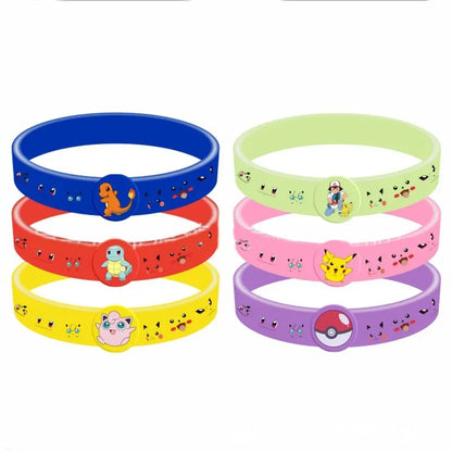 12pcs Pokemon Bracelet Anime Pikachu Charmander Children Cartoon Silicone Wristband Bracelets Party Accessoires Cosplay Gifts