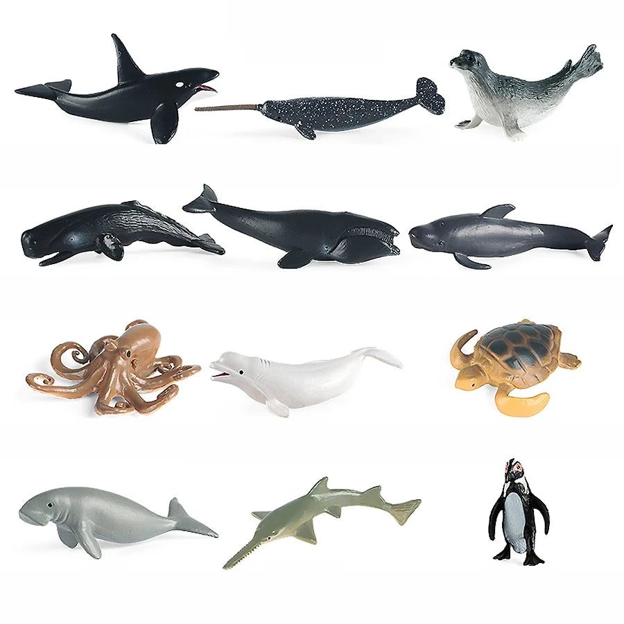 Simulation Plastic Animal Figurines Collection - Marine, Land & Insect Animals Miniature Set Toy for Kids Gift Playset Model 