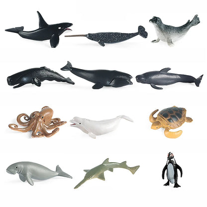 Simulation Plastic Animal Figurines Collection - Marine, Land & Insect Animals Miniature Set Toy for Kids Gift Playset Model 
