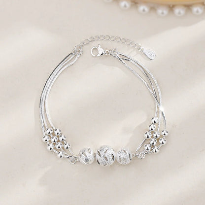Fashion 925 Sterling Silver Bracelets for Women Simple Korean Multi Layer Coil Adjustable Bracelets Party Wedding Jewelry Gif