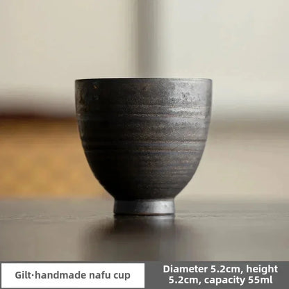 1pc Japanese Style Handmade Stoneware Tea Cup Kung Fu Tea Set Tea Cup Small Single Cup Ancient Style Quiet Road Cup Bowl Teac
