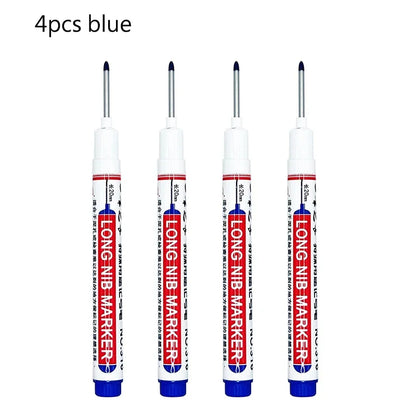 4/12 Pcs Waterproof Long Head Markers Deep Hole Marker Pen for Metal Carpenter Red/Black/Blue/Green Ink Woodworking Tools Mar
