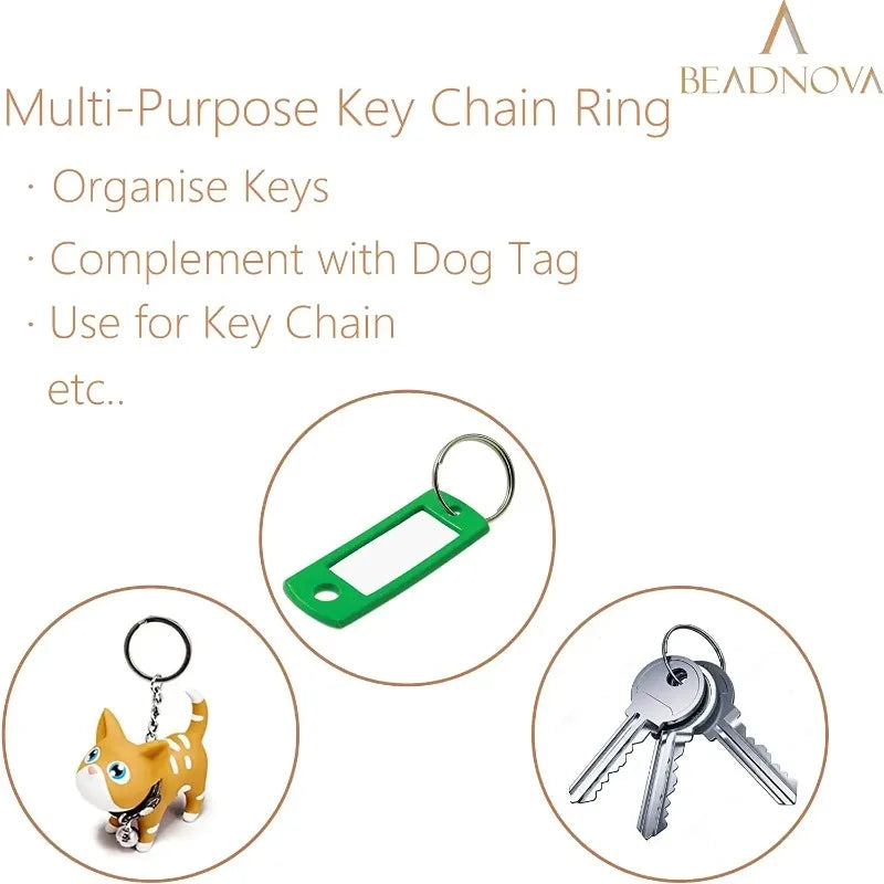 20/200pcs Stainless Steel Key Ring Key Chain 25mm Round Flat Round Split Keychain Polished Metal Blank Circle For DIY Finding