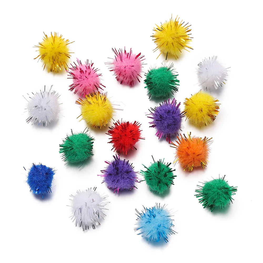 100-Pack Assorted Color Pom Poms, 1-3cm Fluffy Craft Pom Poms for DIY Home Decor and Sewing