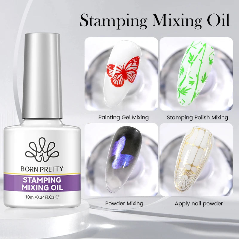 BORN PRETTY 10ml Stamping Mixing Oil Painting Gel Stamping Polish Powder Mixing And Apply Nail Powder Stamping Plate Tools