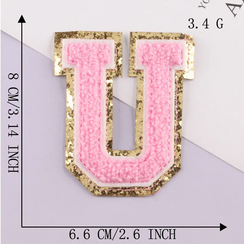 8CM Patch Letters for Clothes Alphabet Sticky Letter Clothing Bags Jacket Iron on Letter Emblems Chenille Patches for DIY MC0
