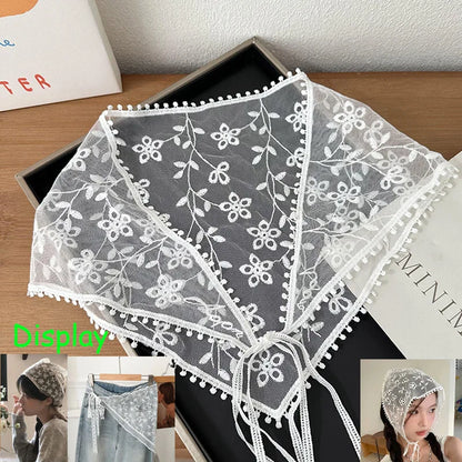 2025 ! Y2K Women Lace Tulle Bandage Skirt Stacked Lace Half Skirt Layering Small Butt Curtain Flower Triangle Hair Scarf