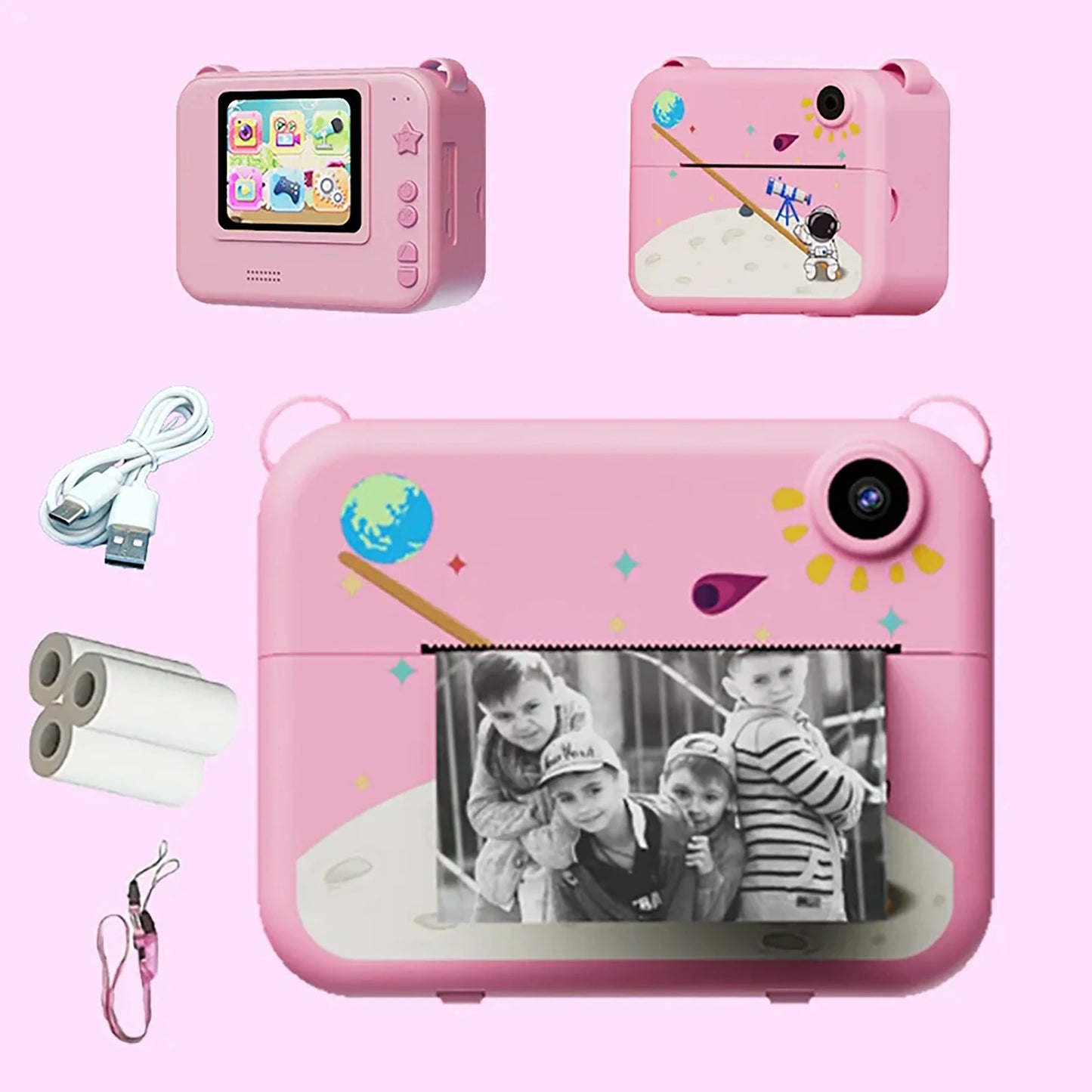 Kids Camera Digital Children Camera 1080P HD Mini Thermal Printer Video Recorder with Instant Print Photo Festive Gift for Ki