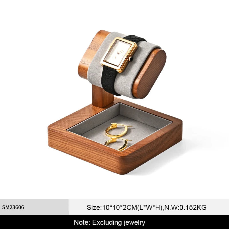 WoodTen Solid Wood Watches Display Stands Base Watch Necklace Bracelet Organizer Rack Bangle Scrunchie Headband Showcase Stan