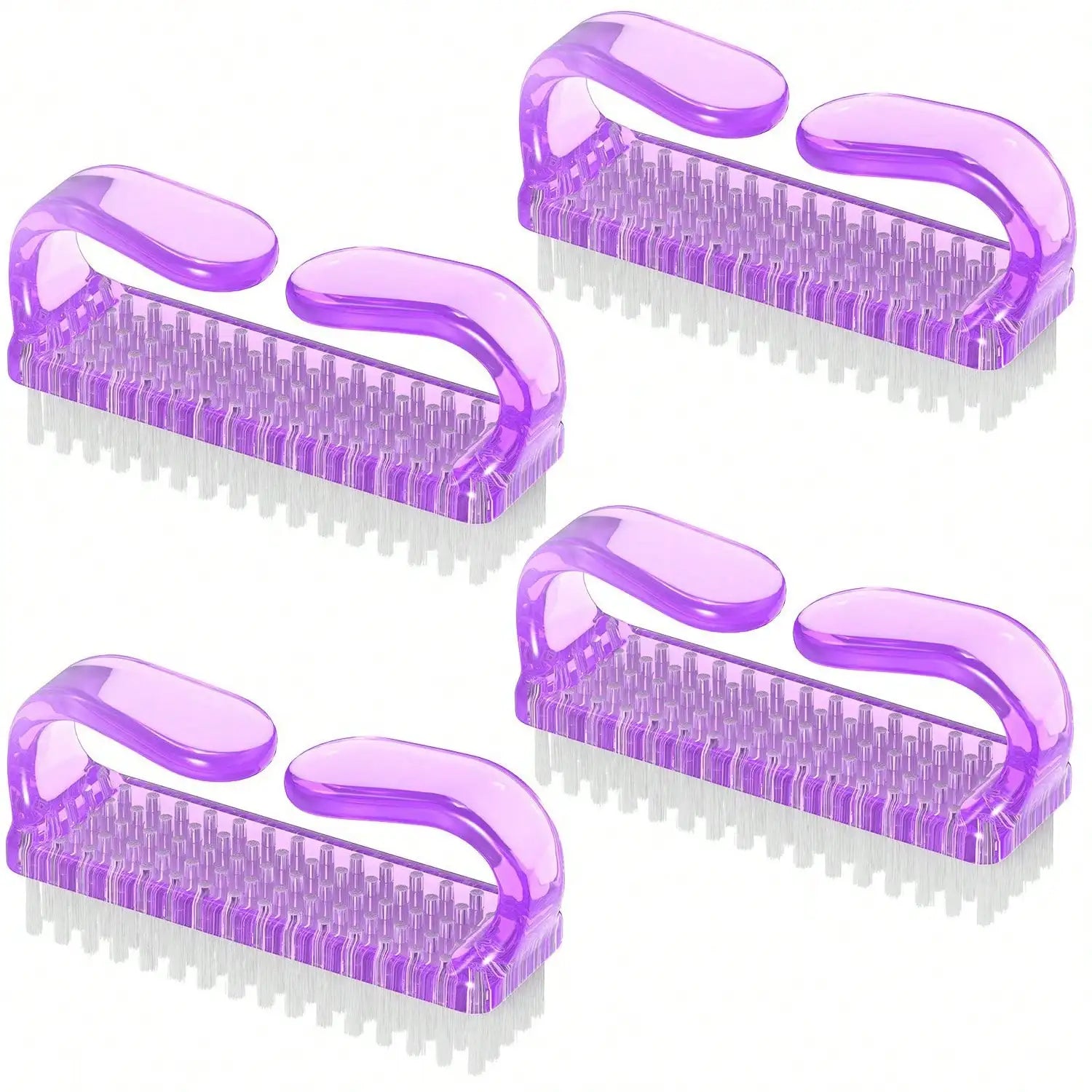 4pcs/Set Nail Art Tools Kit With Large Nail Polish Brush, Dust Brush, Cleaning Brush And Cuticle Pusher - Purple