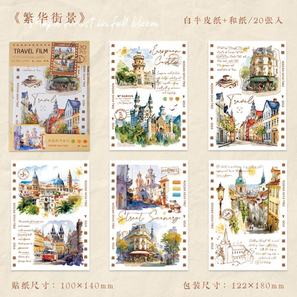 20pcs/1lot kawaii Stationery Stickers Travel Film Diary Planner junk journal Decorative Scrapbooking DIY Craft Stickers - fan