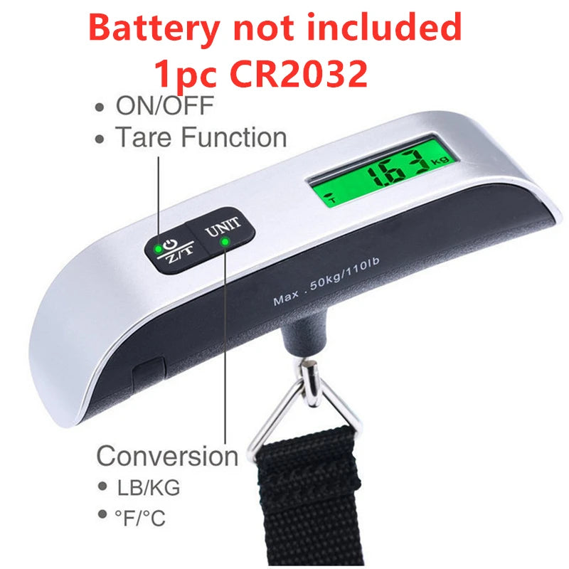 Portable Scale Digital LCD Display 110lb/50kg Electronic Luggage Hanging Suitcase Travel Weighs Baggage Bag Weight Balance To
