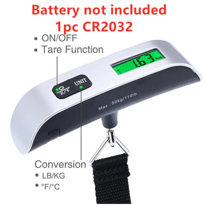 Portable Scale Digital LCD Display 110lb/50kg Electronic Luggage Hanging Suitcase Travel Weighs Baggage Bag Weight Balance To