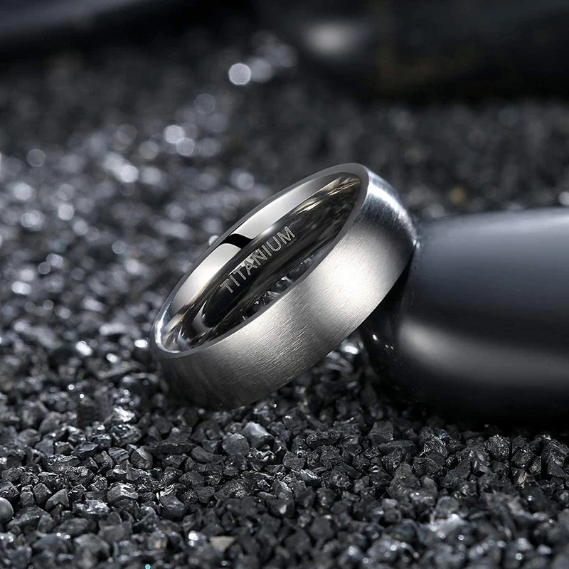 Tigrade 4/6/8mm Brushed Simple Silver/Black Color Titanium Ring Men Minimalist Wedding Band Engagement Rings Women Male Jewel