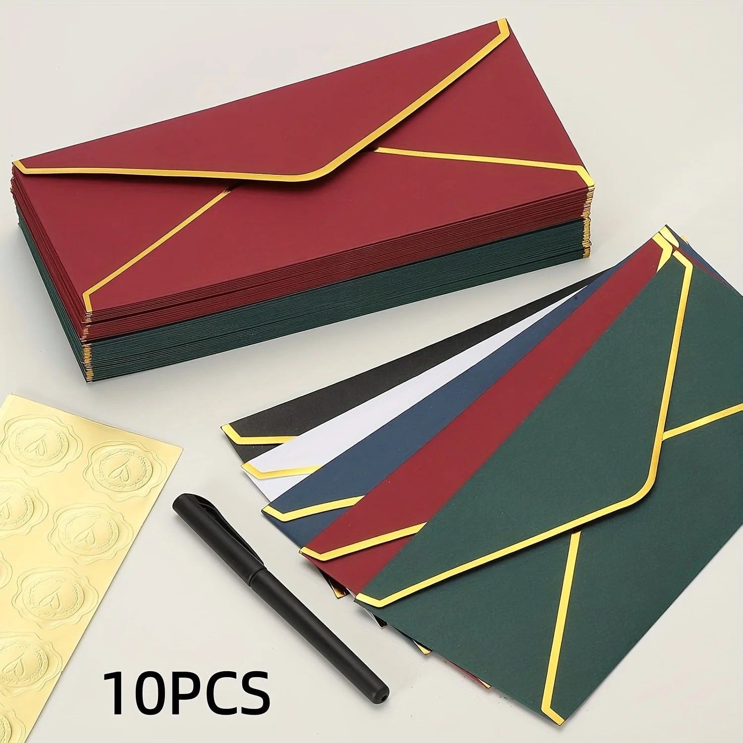 10PCS Luxury Foil Sealed Envelope - Self-Sealing Wedding Invitations, Thank-you Notes, Corporate Events & Birthday Invitation